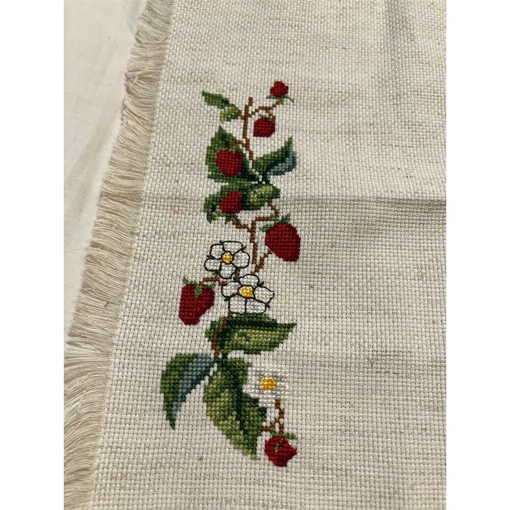 Ateljé Margaretha Finished Cross Stitch Panel Strawberry Vine